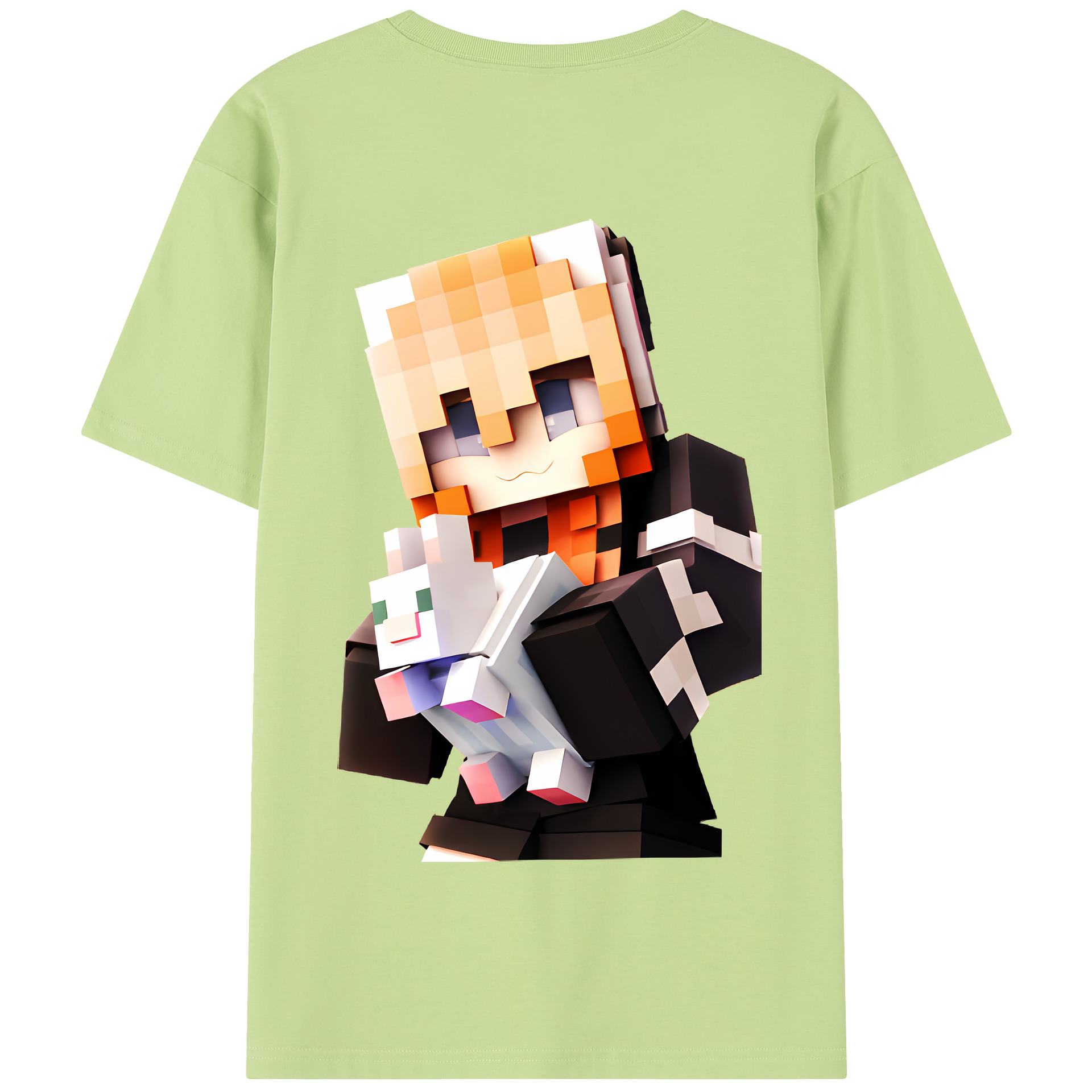 （画像用） マインクラフト ブロックの世界 Minecraft MC Block world 綿100％半袖Tシャツ（背面プリント）